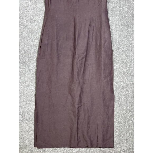 AKA Eddie Bauer Silk Linen Sleeveless‎ Maxi Dress Womens Size 8 Purple Collared - Picture 8 of 11